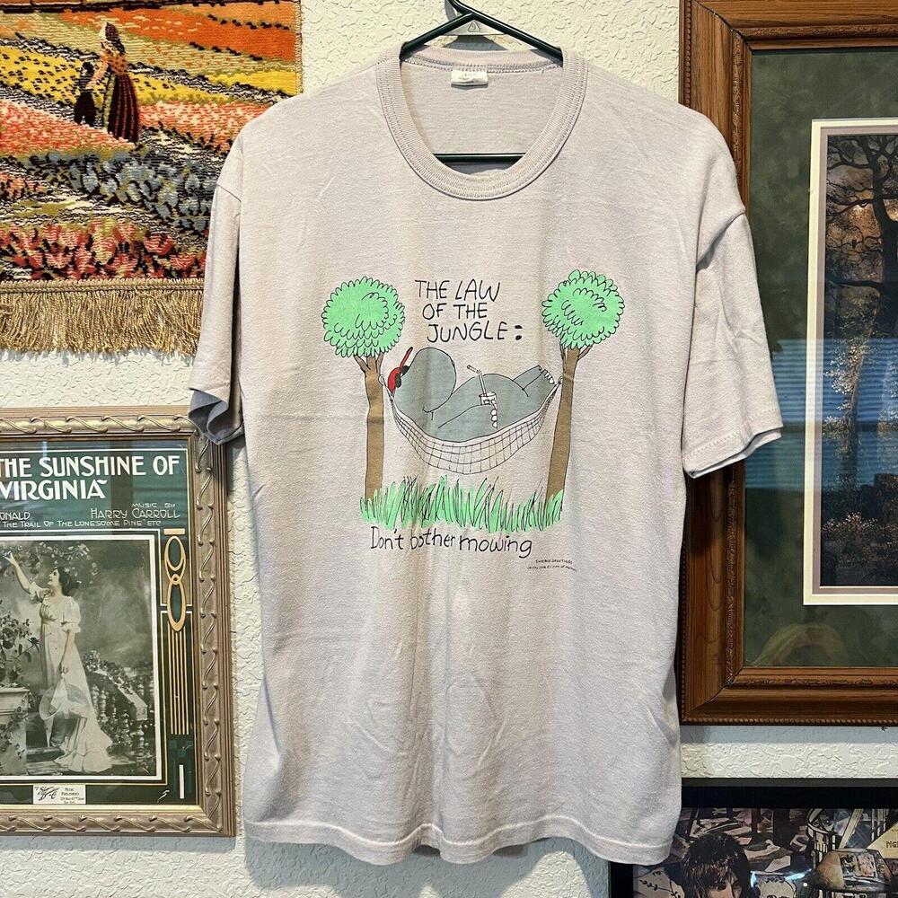 Vintage 80’s Shoebox Greetings Law Of The Jungle Hippos Shirt Size XL‎